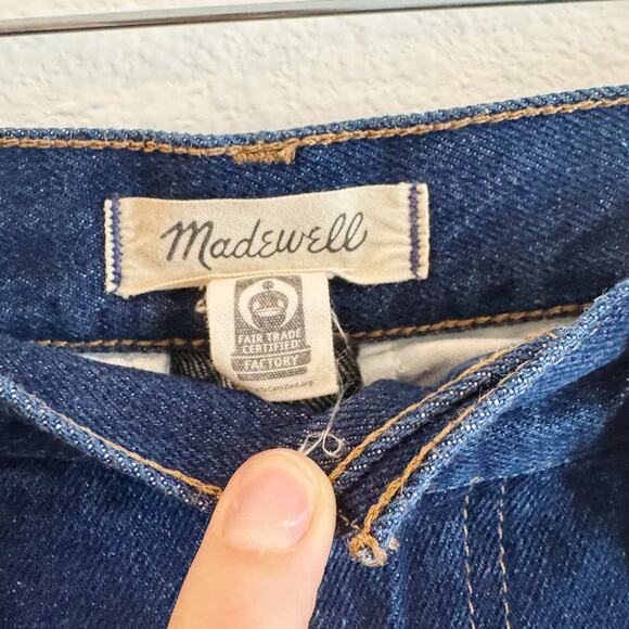 Madewell The Baggy Straight Jeans Woodham Dark Wash Pleated Loose Fit Size 26 - Picture 4 of 8